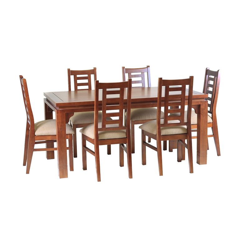 Comedor Nacional Leyda 6 sillas Color Rauli Tapiz Canela