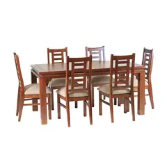 MUEBLES AMERICA - Comedor Nacional Leyda 6 sillas Color Raulí Tapiz Canela