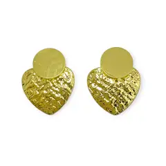 COGGIOLA - Aros Madison Corazón Martillado Enchapado Oro 18K