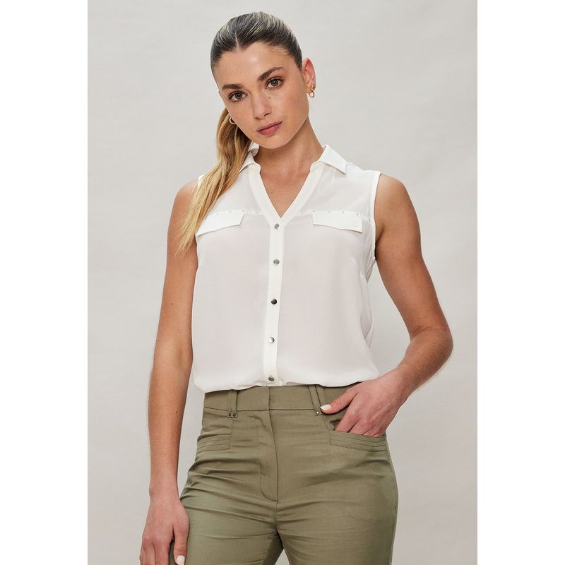 ASH - Blusa Sin Mangas Crudo Mujer Ash