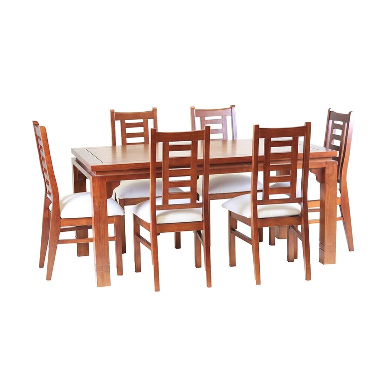 Comedor Nacional Leyda 6 sillas Color Rauli Tapiz Crudo