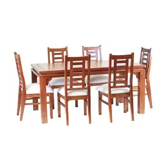 MUEBLES AMERICA - Comedor Nacional Leyda 6 sillas Color Raulí Tapiz Crudo