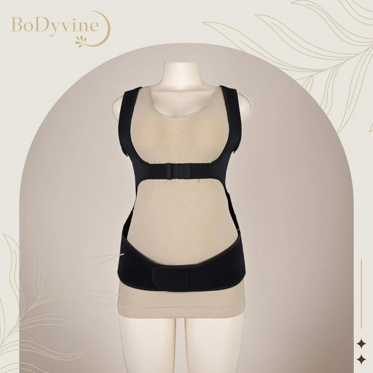 BODYVINE - Faja Maternal Soporte Pre Natal Embarazo BoDyvine Ajustable - Negro