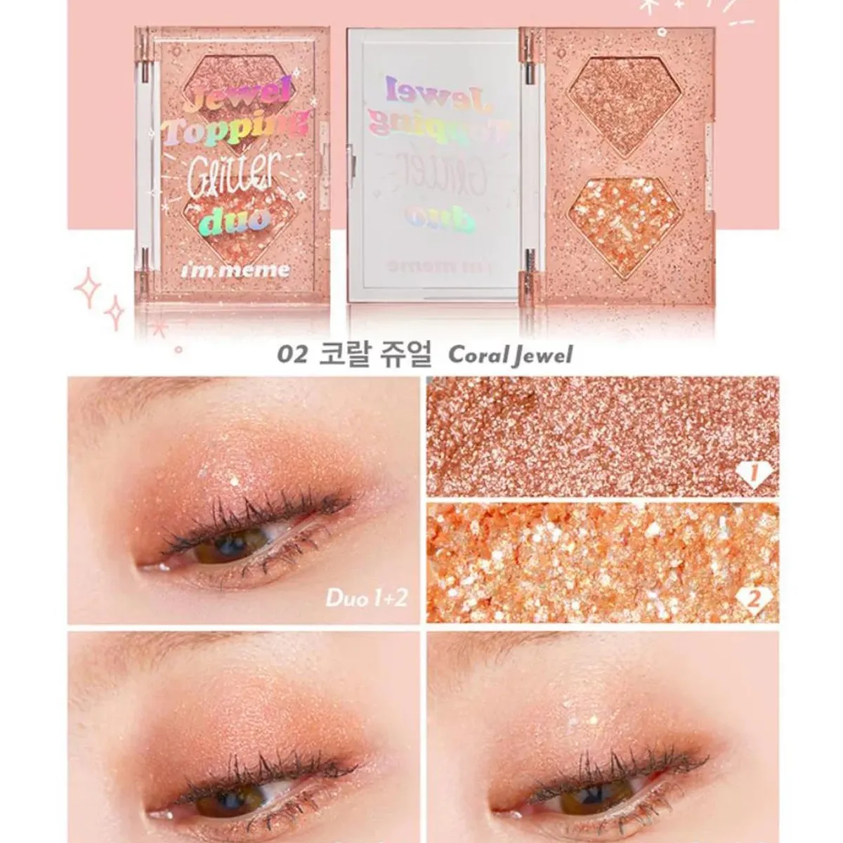 I'M MEME - I'M MEME JEWEL TOPPING GLITTER DUO - SOMBRA DUO - Coral