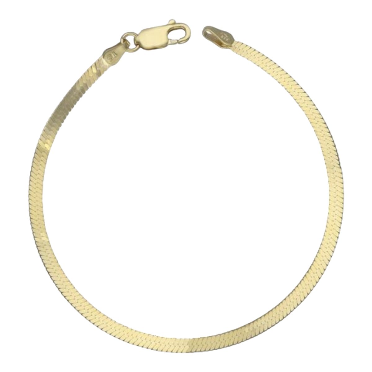 GENERICO - Pulsera cinta de plata 925 bañada en oro de 18 k