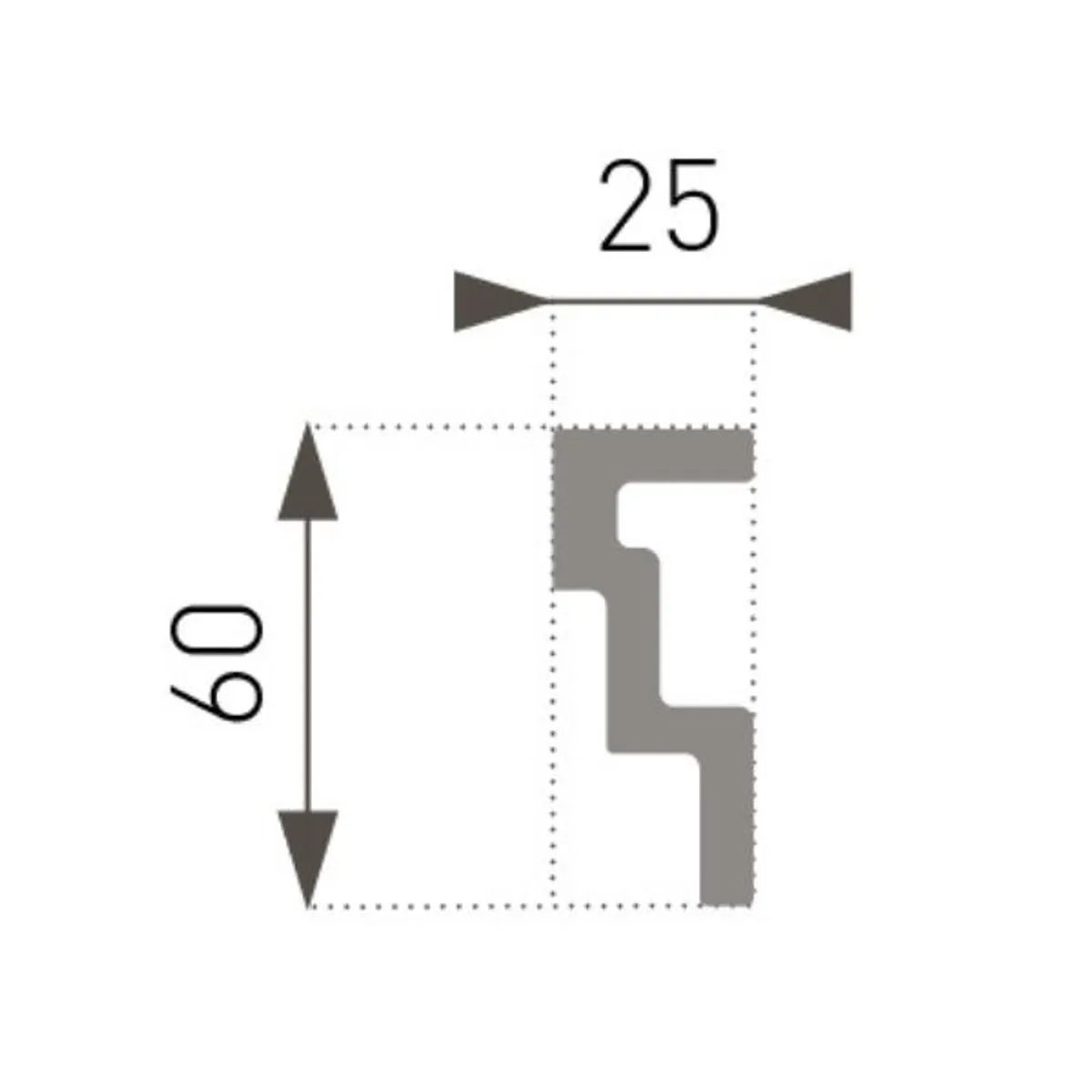MARBET DESIGN - Moldura Cornisa E45 Ps 60x25mm x 2mts Caja 52unds