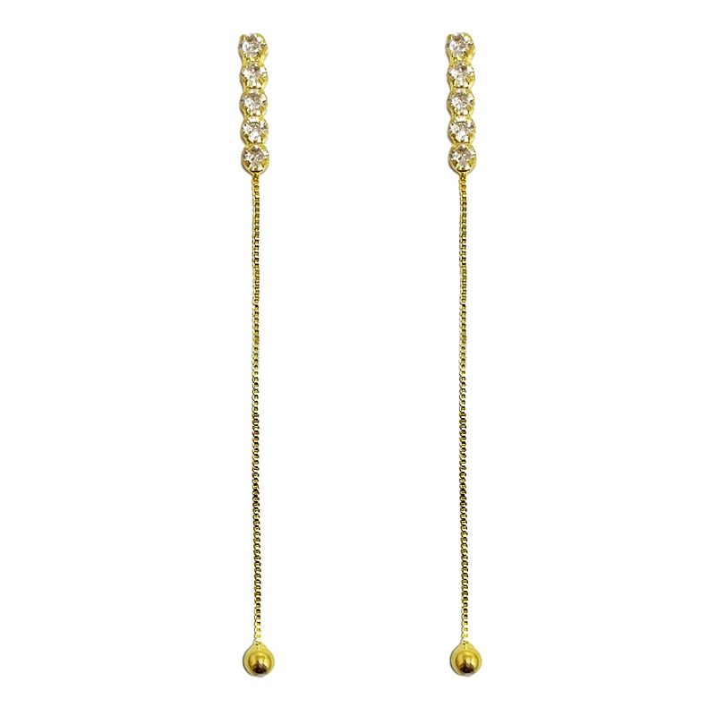 ANDREA COGGIOLA JOYAS - Aros Cleo Circón Colgante Enchapado Oro 18K