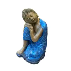 SAT NAM INSPIRES - Figura Buda Durmiente Flor Loto Gold /Blue 38 cm