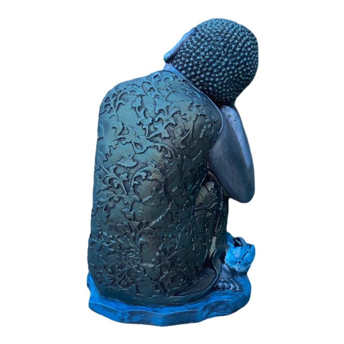 SAT NAM INSPIRES - Figura Buda Durmiente Flor Loto Blue  38 cm