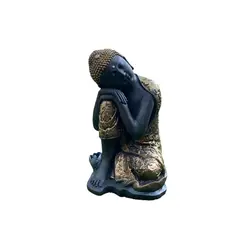 SAT NAM INSPIRES - Figura Buda Durmiente Flor Loto Black / Gold 38 cm