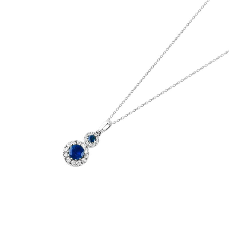 JB JOYAS BARON - Colgante Oro Blanco 18kt Diamantes 5Pts y Zafiro 41Pts
