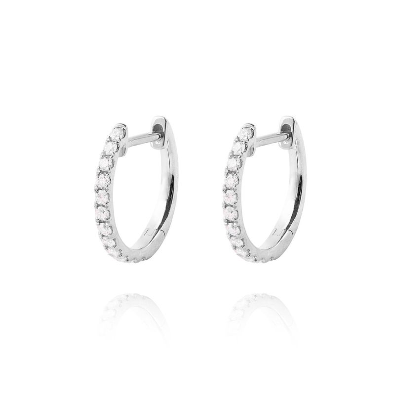 JB JOYAS BARON - Aros Oro Blanco 18kt Diamantes de Argollas 23 Pts Totales