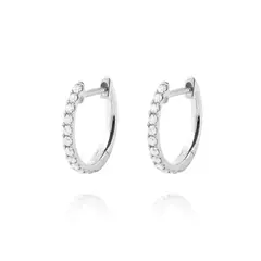 JB JOYAS BARON - Aros Oro Blanco 18kt Diamantes de Argollas 23 Pts Totales