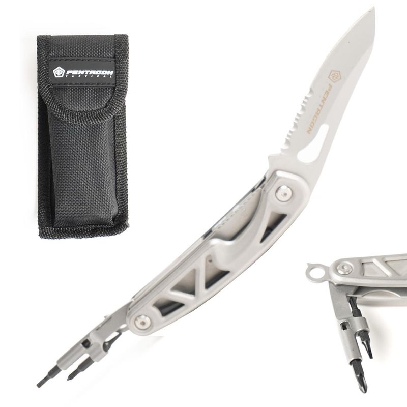 PENTAGON - Cuchillo Cortapluma Navaja Multiherramienta Pentagon +luz