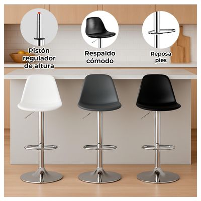 Imagen 2 del producto Silla Piso bar Eame de Altura Regulable con Respaldo - Blanco