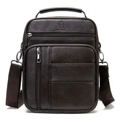 IHK TECHLINE - Ihk-techline Bolso Bandolera Alta Calidad De Cuero Genuino - Cafe - M