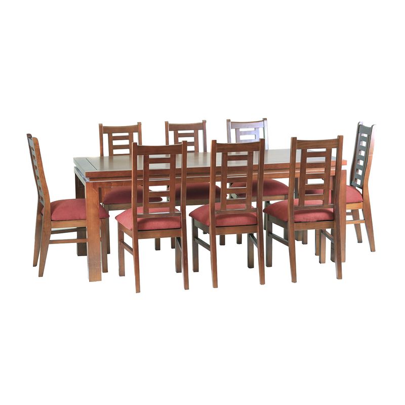 MUEBLES AMERICA - Comedor Nacional Leyda 8 sillas Color Nogal Tapiz Terracota