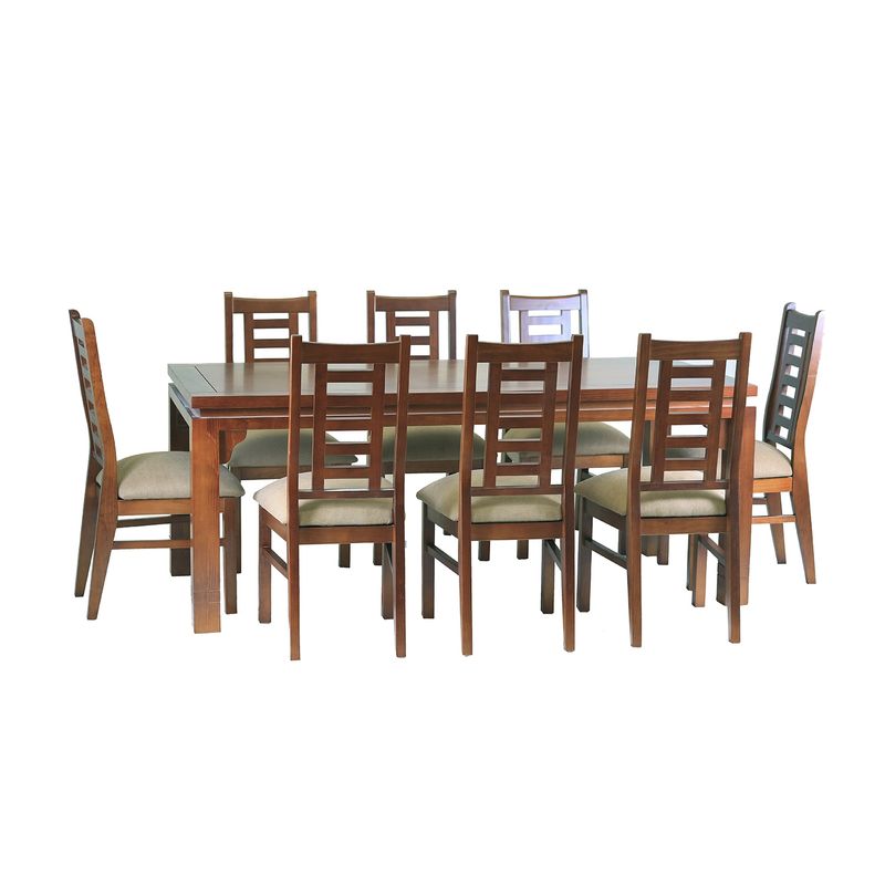MUEBLES AMERICA - Comedor Nacional Leyda 8 sillas Color Nogal Tapiz Canela