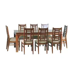 MUEBLES AMERICA - Comedor Nacional Leyda 8 sillas Color Nogal Tapiz Canela