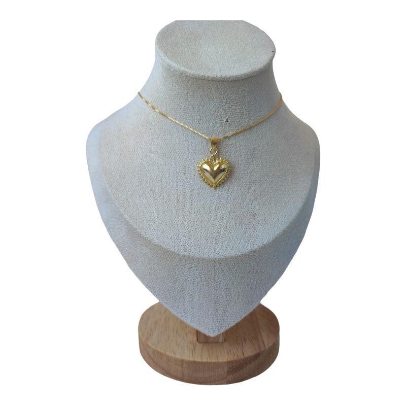 GENERICO - Collar corazón detente de plata 925 bañado en oro de 18 k
