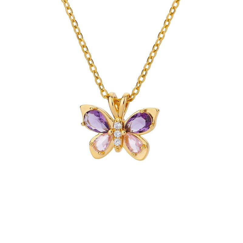 LUXURYJOYAS - Collar Exclusivo Mariposa Oro 18kt Amatista Bañado