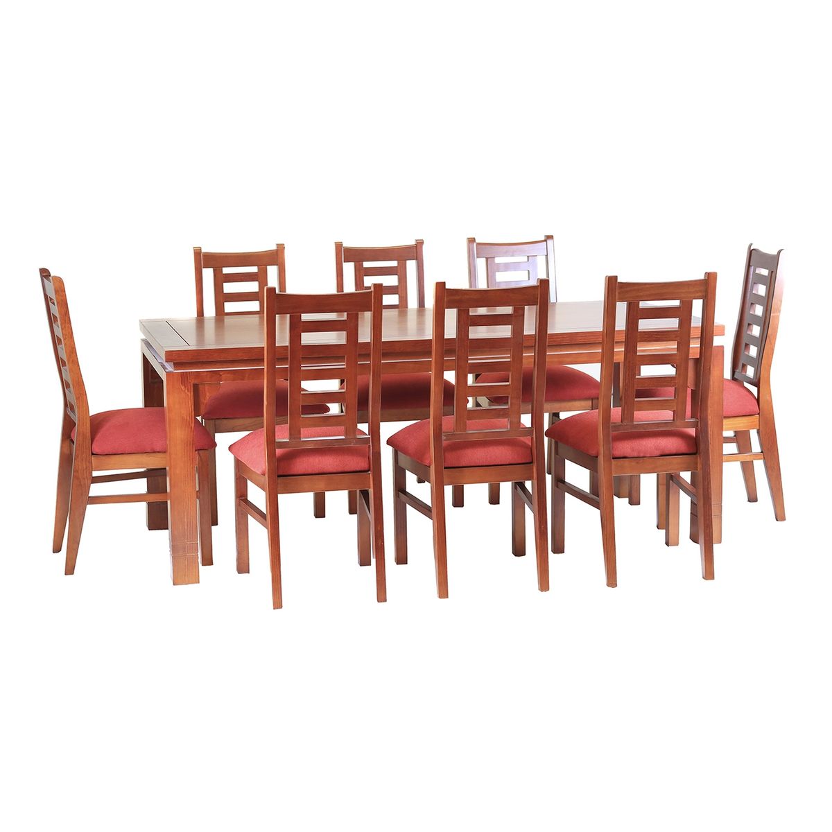 MUEBLES AMERICA - Comedor Nacional Leyda 8 sillas Color Raulí Tapiz Terracota