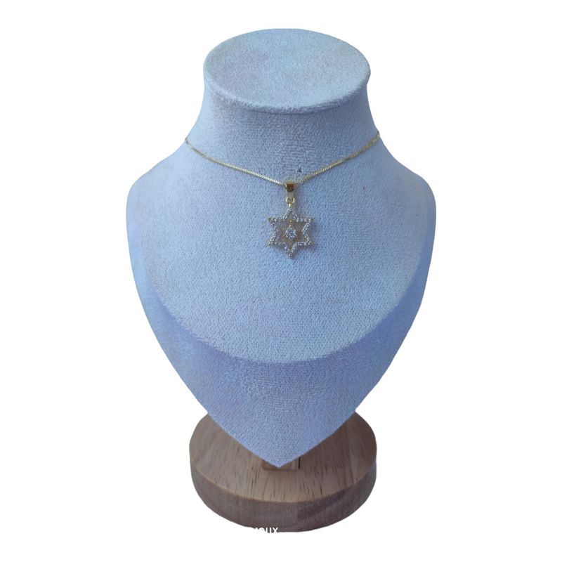 GENERICO - Collar estrellas circones de plata 925 bañado en oro de 18 k