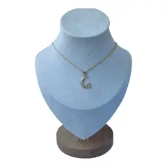 GENERICO - Collar media luna estrella circones de plata 925 bañada en oro de 18k
