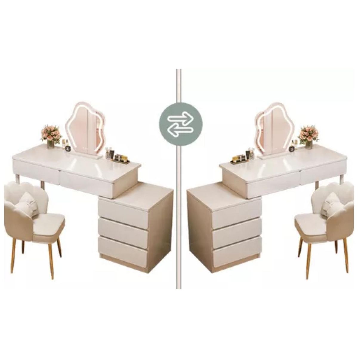 HOMER DESIGN - Tocador De Lujo Con Espejo Led Y Comoda Intercambiable