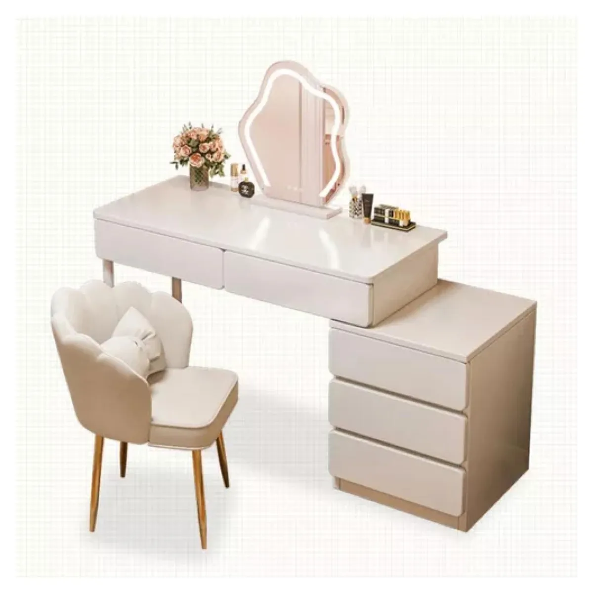 HOMER DESIGN - Tocador De Lujo Con Espejo Led Y Comoda Intercambiable