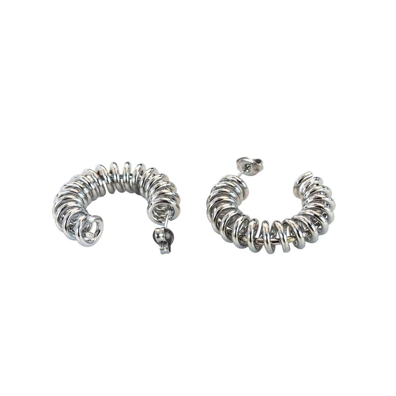 GENERICO - Argollas Espiral Silver - Azul Zafira