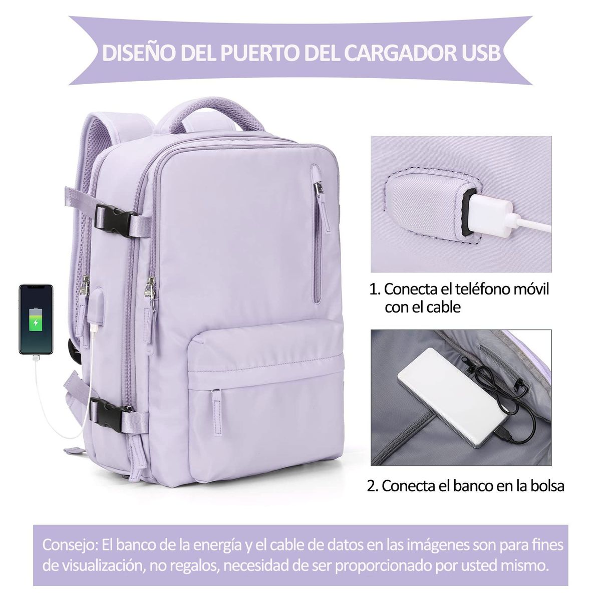 EVERSO - Mochila Viaje Impermeable Antirrobo Con Puerto Usb Notebook