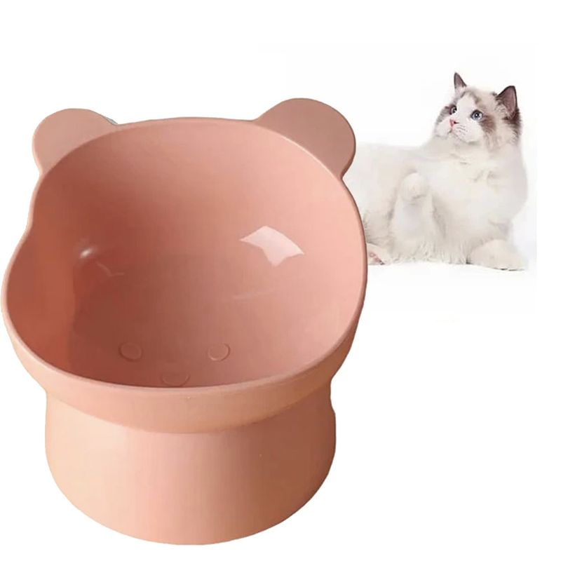 GENERICO - Cuenco Bowl Plato Inclinado Elevado Perro Gatos Mascota Rosa