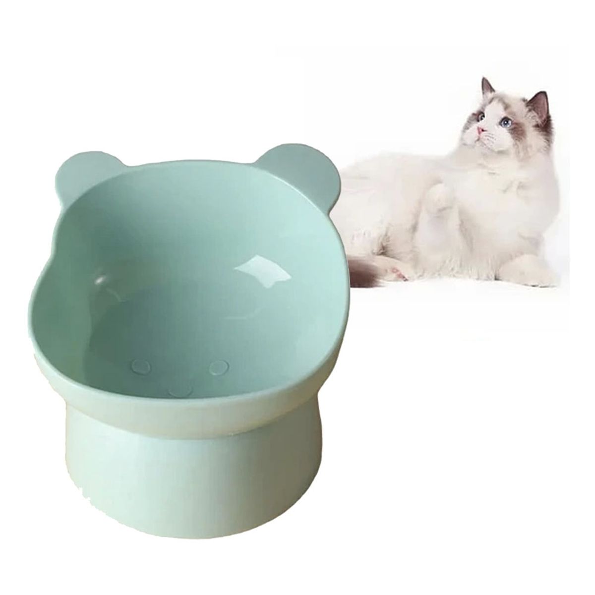 GENERICO - Cuenco Bowl Plato Inclinado Elevado Perro Gato Mascota Verde