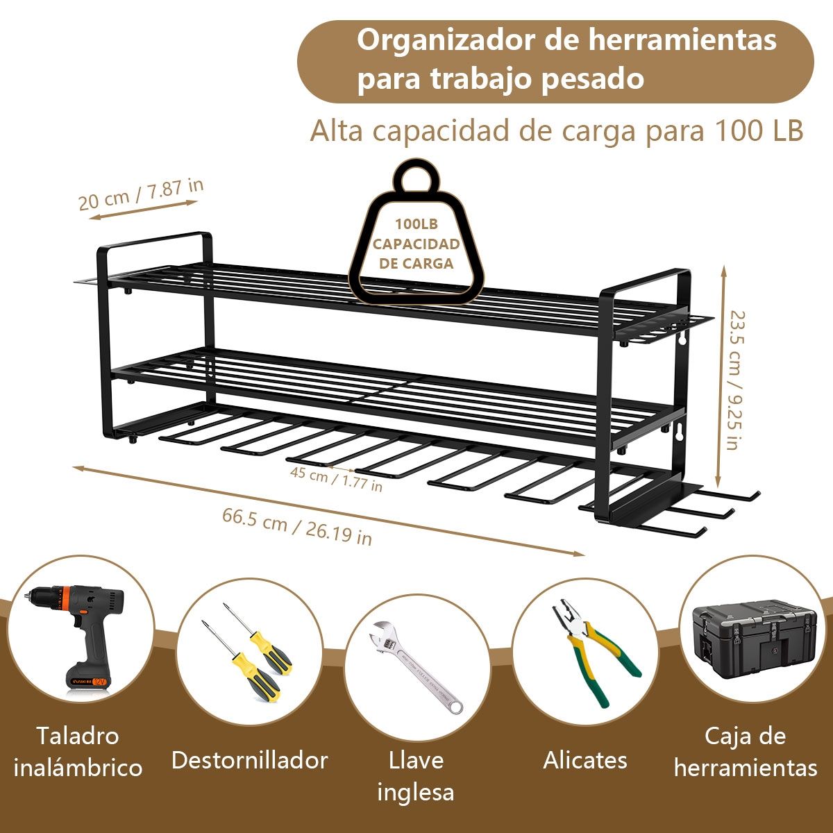 HALMAN - Estante Organizadores De Mural Herramientas 7 Ranuras