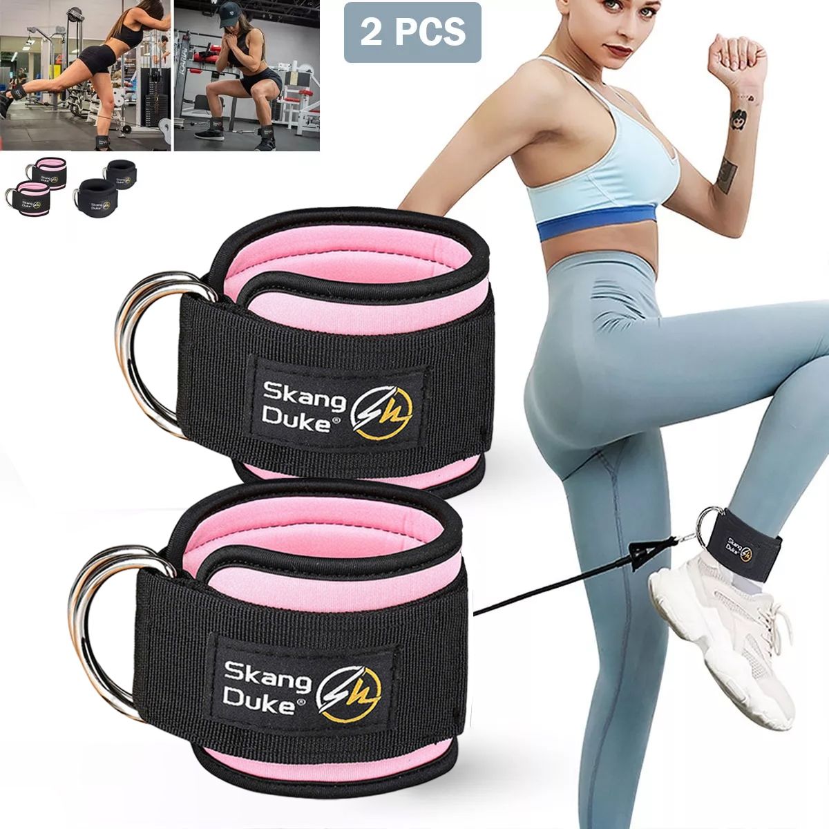 EDWINAYY - Par Tobilleras Para Polea Enganche Gym Glúteos Maquina Polea-