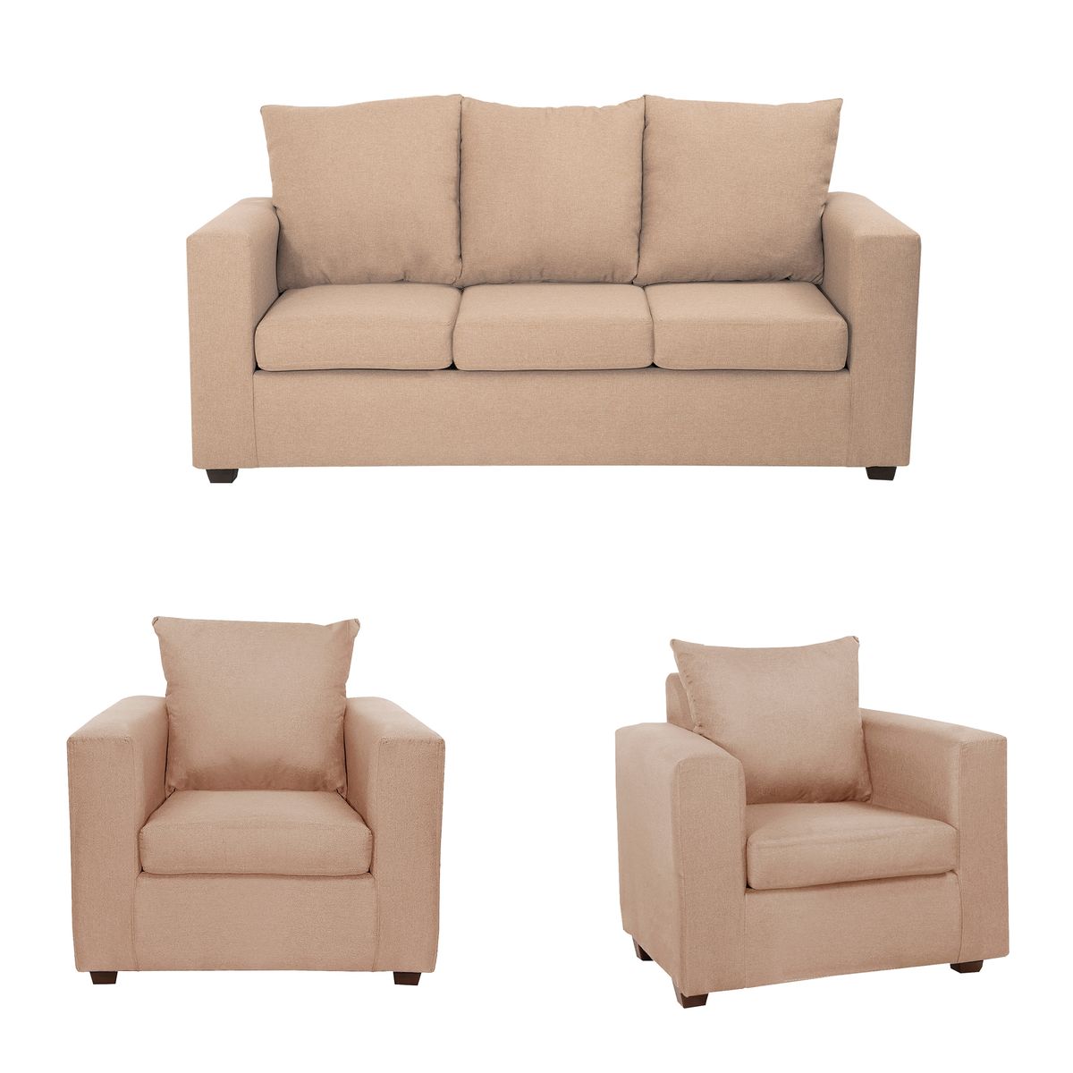 DECOOUTLET - Living Turín 3.1.1 Tela Beige Claro