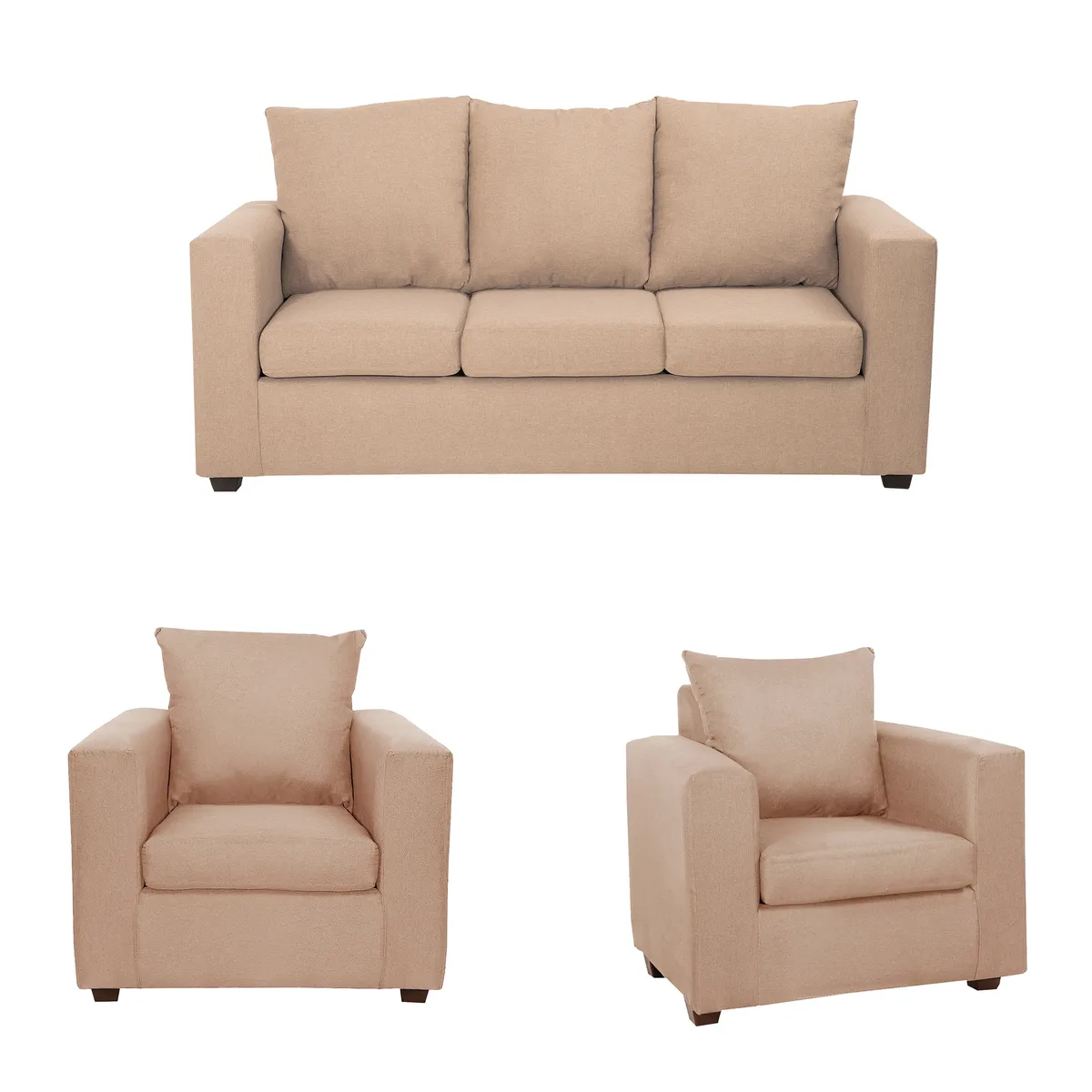 DECOOUTLET - Living Turín 3.1.1 Tela Beige Claro