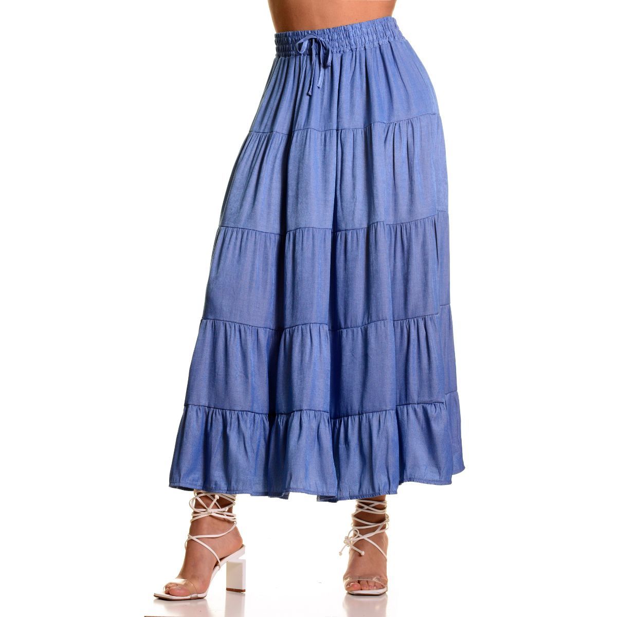 LOOK SHOP - Falda Larga Ancha, Tipo Jeans, Cintura Alta. Juvenil 102