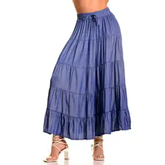 LOOK SHOP - Falda Larga Ancha, Tipo Jeans, Cintura Alta. Juvenil 102