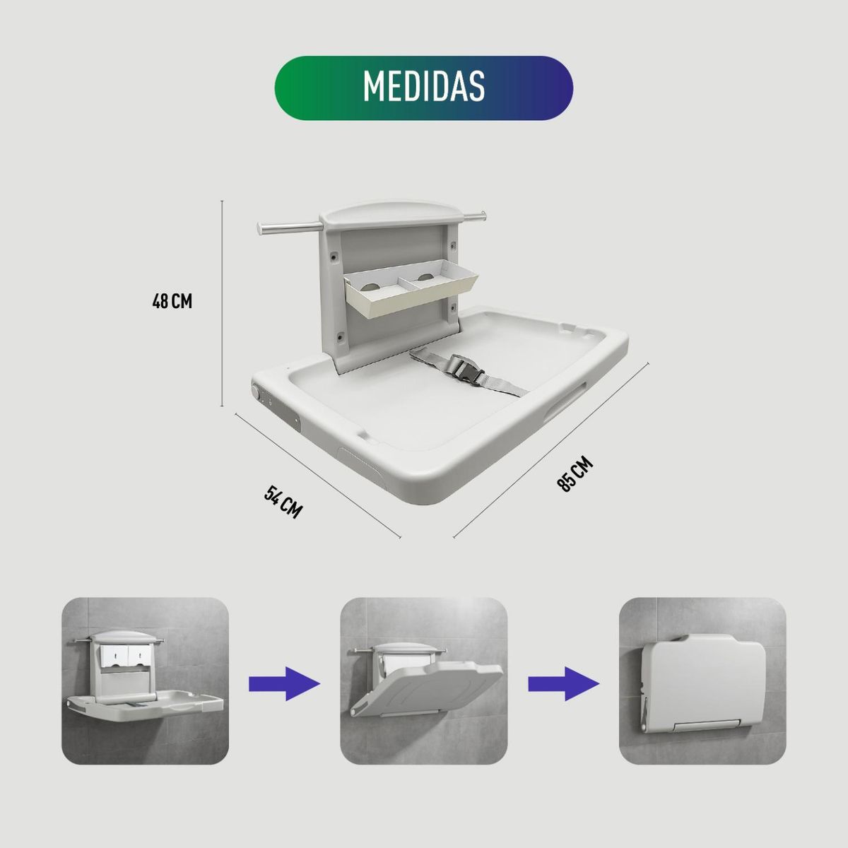 GLOMED - Mudador Plegable De Muro Bebe 85Cm