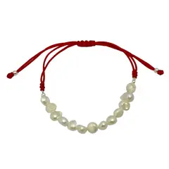 ANDREA COGGIOLA JOYAS - Pulsera Perlas de Río Cordón Rojo Plata Fina 925