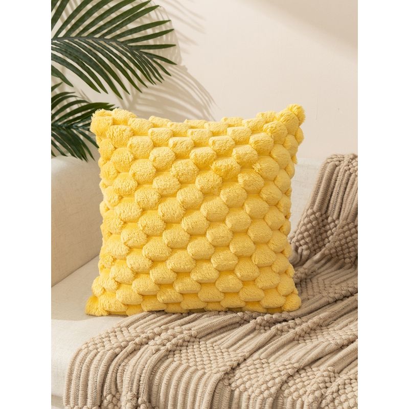 GENERICO - Fundas Para Cojín Decorativo Peludo Bucle Amarillo