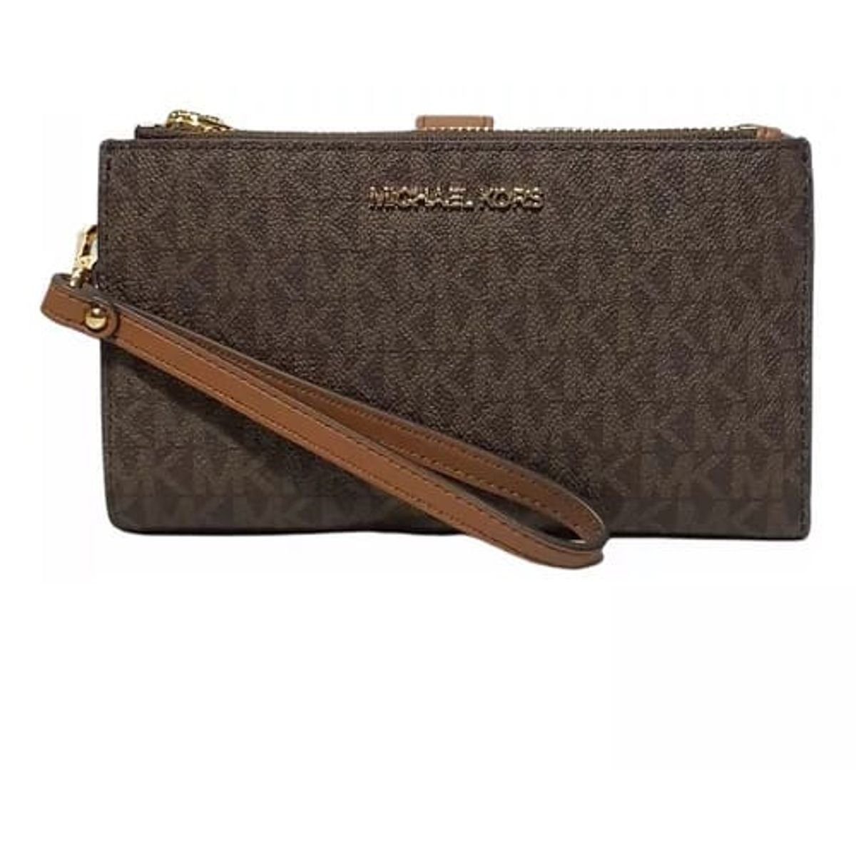 MICHAEL KORS - Billetera Michael Kors Jet Set Travel Double Zip Wristlet -  Brown