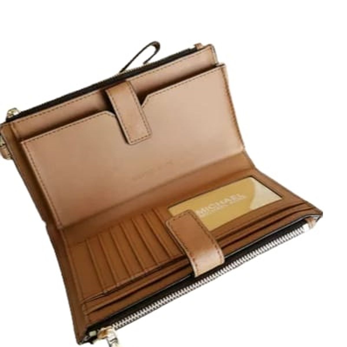 MICHAEL KORS - Billetera Michael Kors Jet Set Travel Double Zip Wristlet -  Brown