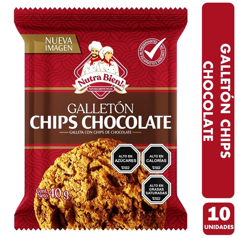 NUTRA BIEN - Pack De Galletón Chips Chocolate Nutra Bien (pack De 10 Un)