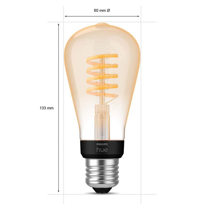 PHILIPS HUE - Ampolleta Philips Hue Smart Filamento E27 Edison ST64 White Ambiance