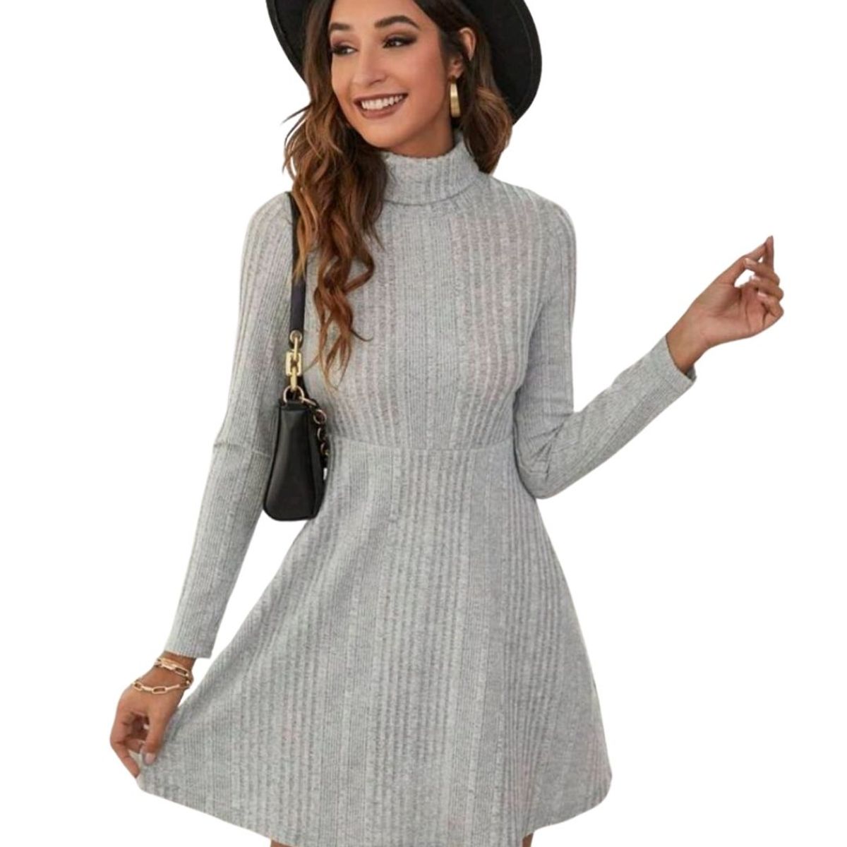 GENERICO - VESTIDO CORTO ACAMPANADO CUELLO ALTO IDEAL PARA FIESTA