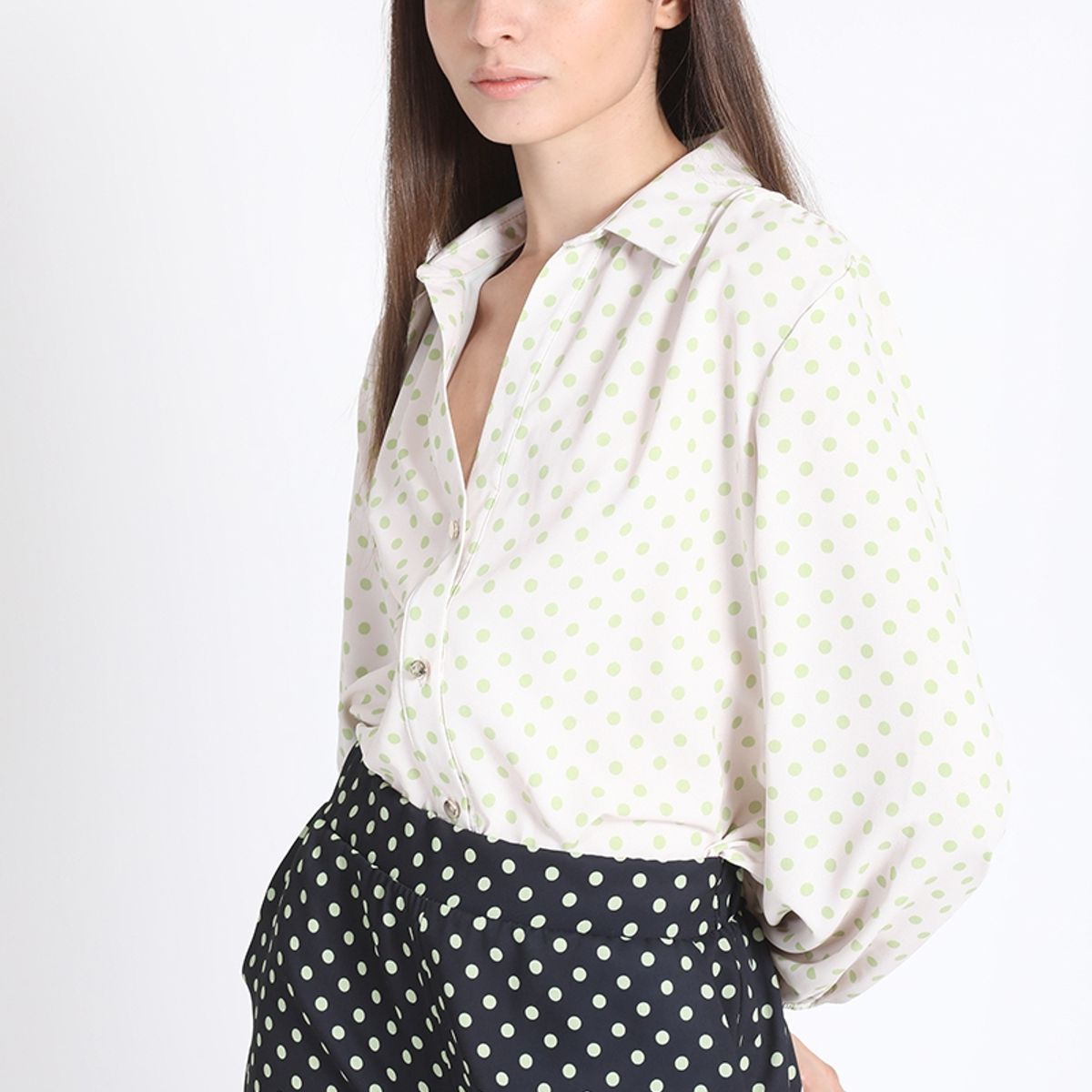 LIOLA - Blusa Estampado Lunares, Verde Liola