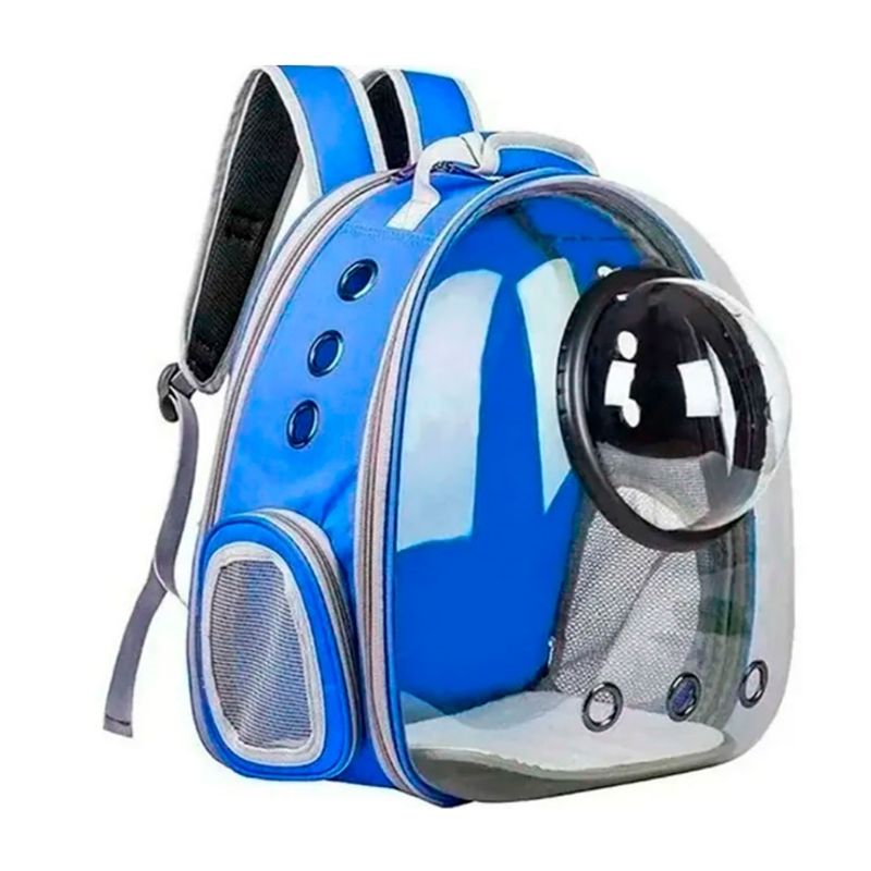 GENERICO - Mochila Bolso Transporte Transparente Mascotas Perros Gatos Azul
